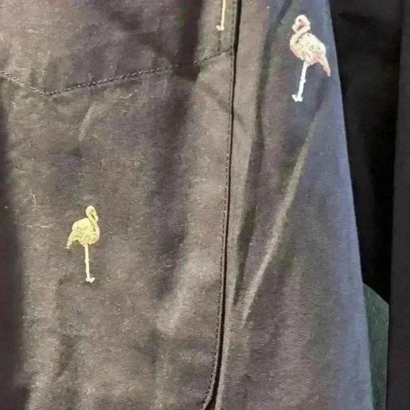 NWT J.MCLAUGHLIN men’s shirt size medium  modern fit - navy with flamingos - Picture 4 of 4